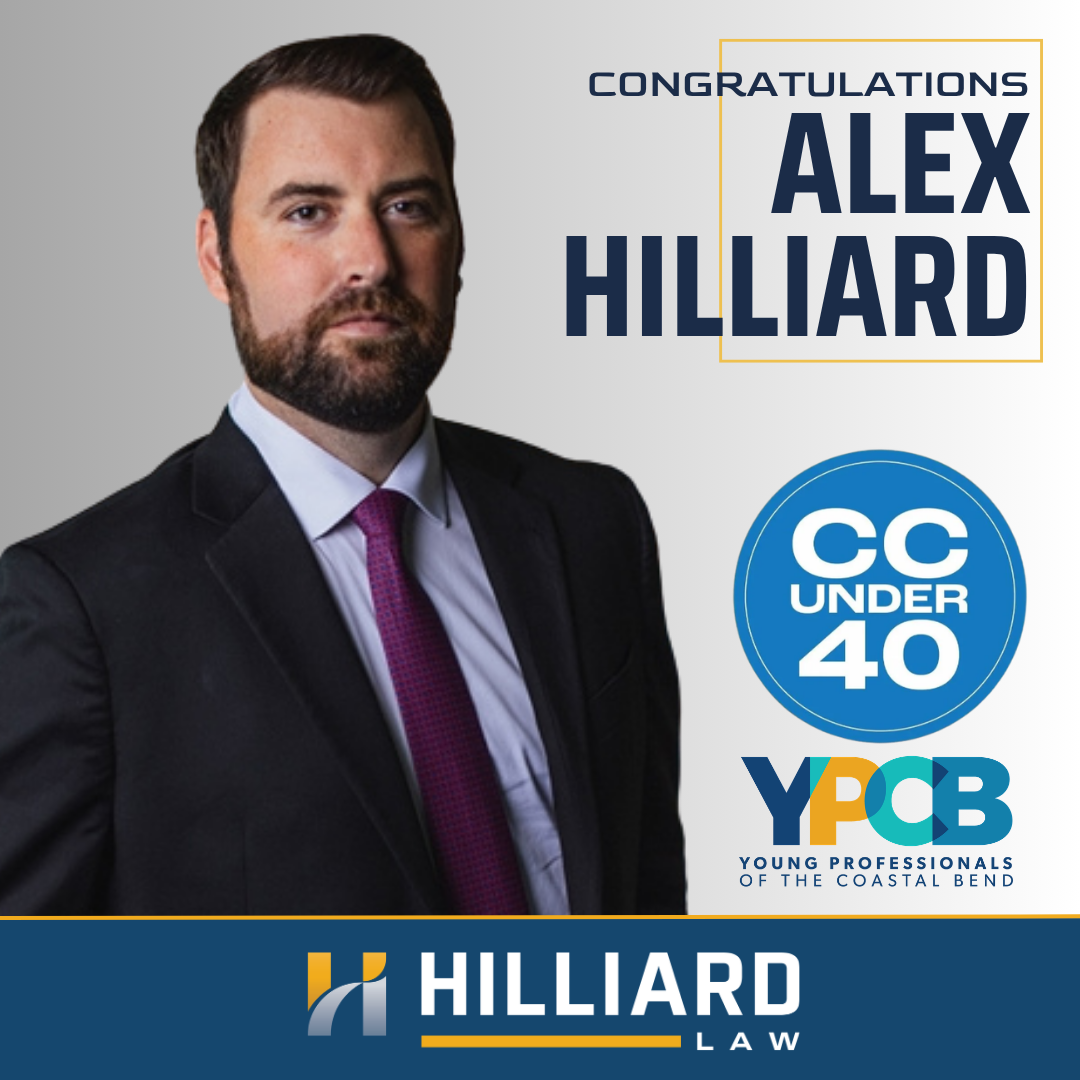 Hilliard Law is proud to celebrate Partner Alex Hilliard, who was recognized as a 2026 Corpus Christi Under 40 (CCU40) recipient at the annual awards ceremony on August 7.