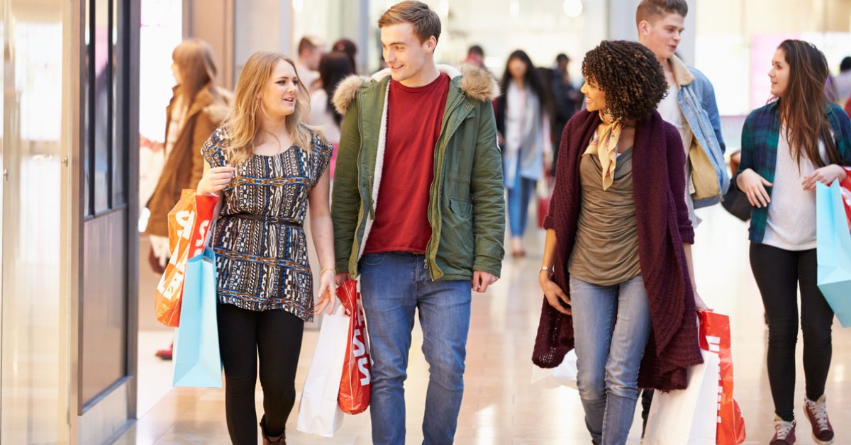 People shopping at a mall