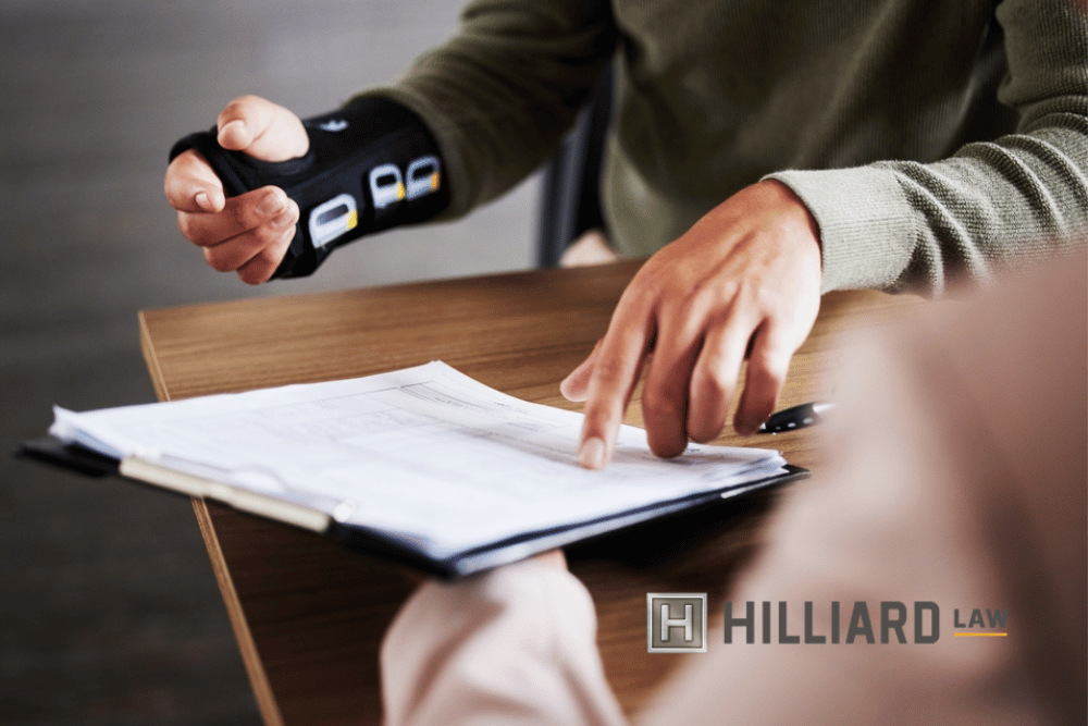 injured man in front of contract