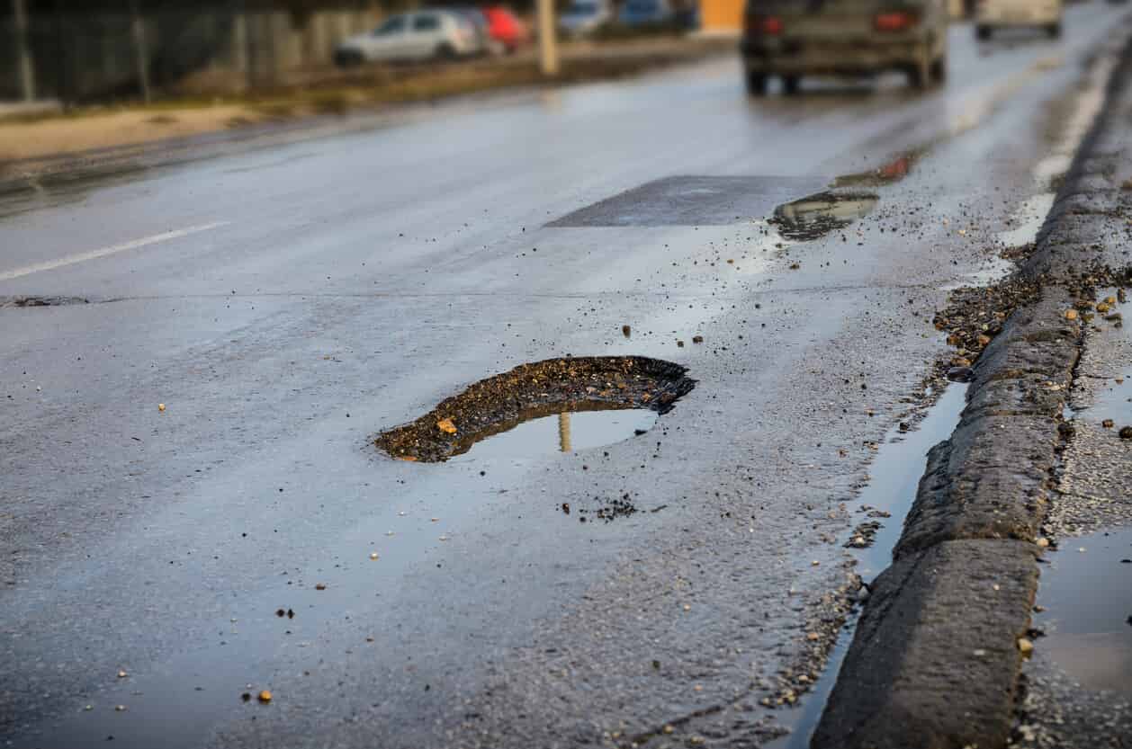 Pothole in road
