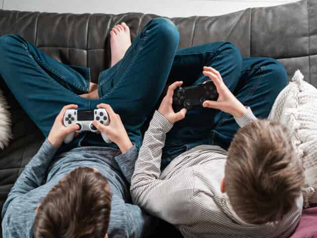 Kids playing video games